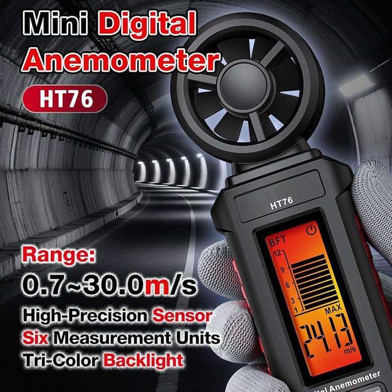 Handheld Anemometer Portable Wind Speed Air Flow Meter LCD Display - Image 5